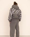 Men oversized gris hoodie back view