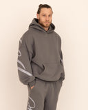 Men oversized gris hoodie front view