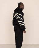 Men oversized black hoodie back view