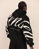 Men oversized black hoodie back view