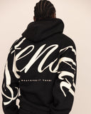 Men oversized black hoodie back view