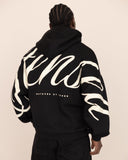 Men oversized black hoodie back view