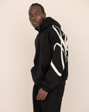 Men oversized black hoodie side view
