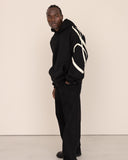 Men oversized black hoodie side view