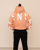 Men oversized peach hoodie back view