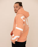 Men oversized peach hoodie side view