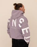 Men oversized purple hoodie back view