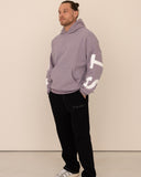 Men oversized purple hoodie side view