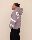 Men oversized purple hoodie side view