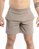 Men beige 7inch crossfit short front view 3