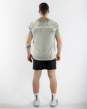 men grey t shirt back view