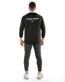 men black t shirt long sleeve back view