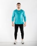 men blue t shirt long sleeve front view