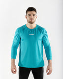 men blue t shirt long sleeve front view