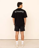 Back view of stensed training oversized t-shirt 