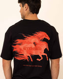 T-shirt oversized stensed Ghost Mustangs