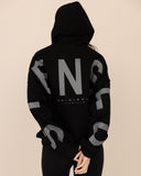 Women oversized black hoodie back view