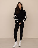 Women oversized black hoodie front view