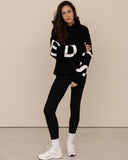 Women oversized black hoodie front view