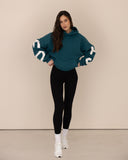Women oversized blue hoodie front view