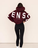 Women oversized burgundy hoodie back view