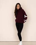 Women oversized burgundy hoodie front view