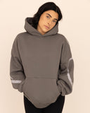 women oversized gris hoodie front view