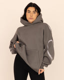 women oversized gris hoodie front view