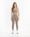 Women beige legging front view