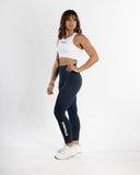 Women blue legging side view
