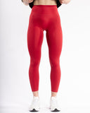 Women red legging pocket front view