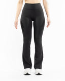Women black flare legging front view 