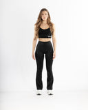 Women black flare legging front view 