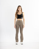 Women taupe flare legging front view