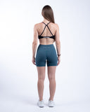 women bleu short view