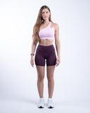 women purple short view