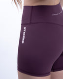 women purple short view