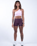 women purple short front view