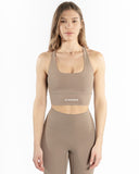 Women beige sport bra front view