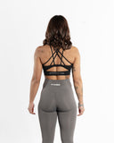 Women black sport bra back view