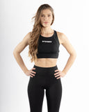 Women black sport bra front view