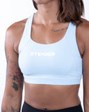 Women bleu sport bra front view