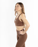 Women brown sport bra side view