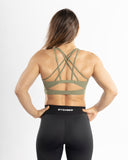 Women green sport bra back view