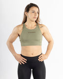 Women green sport bra front view