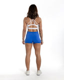 women purple short back view