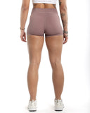 women purple short back view