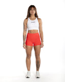 women blue short front view